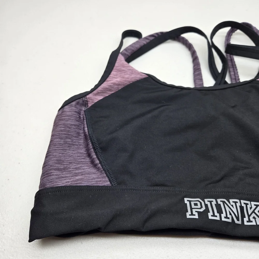 PINK Women Sports Bra‎ Medium Purple Geometric ULTIMATE Pullover